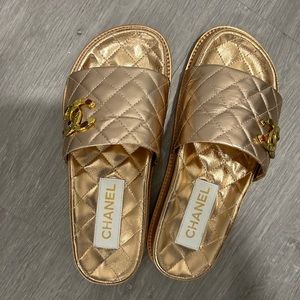 Chanel gold sandals
